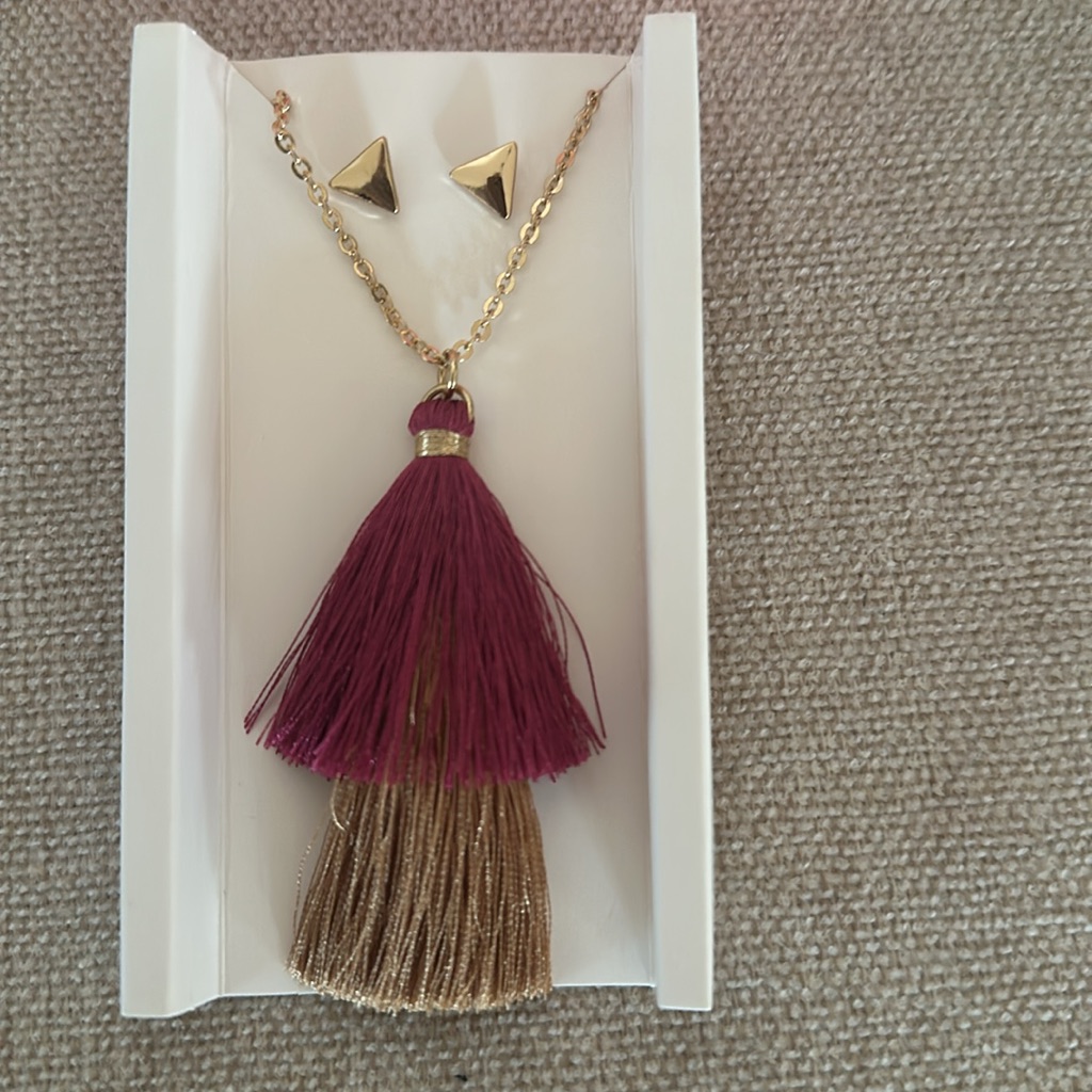 Lily Sky Tassel Necklace And Earrings Set. New.